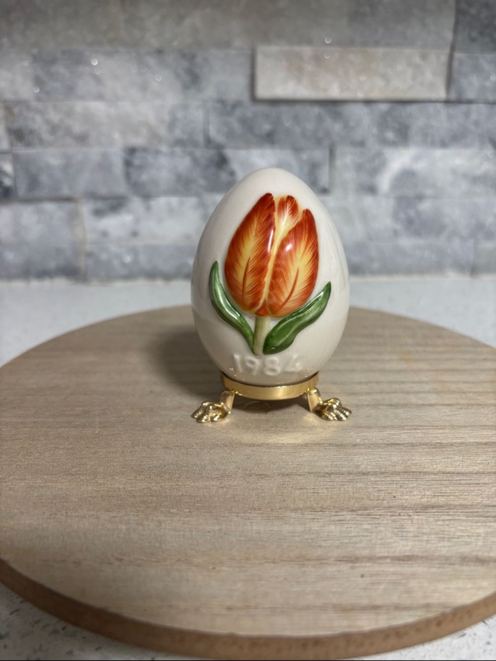 Goebel 1984 7th Edition Annual Easter Egg Ceramic Tulip Hand Painted W Germany